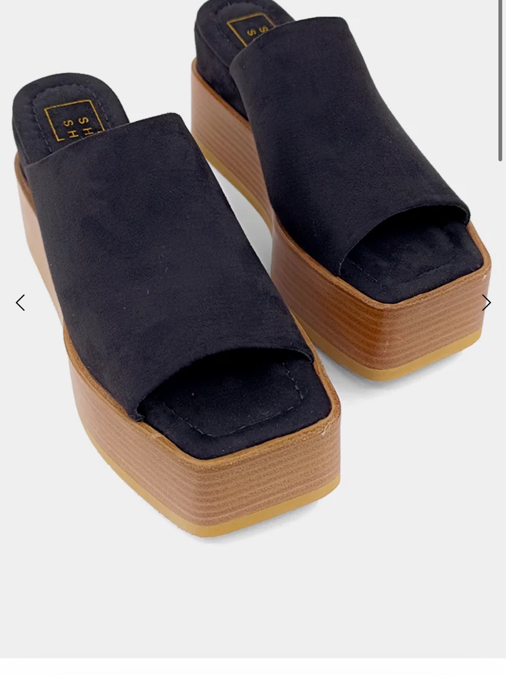 ShuShop Black Platform Mule with Layered Tan Sole